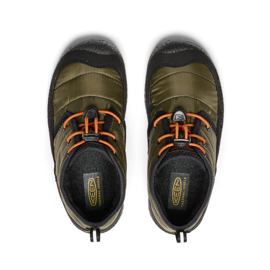 Big Kids' Howser II Waterproof Chukka | Dark Olive/Gold Flame - Image 4