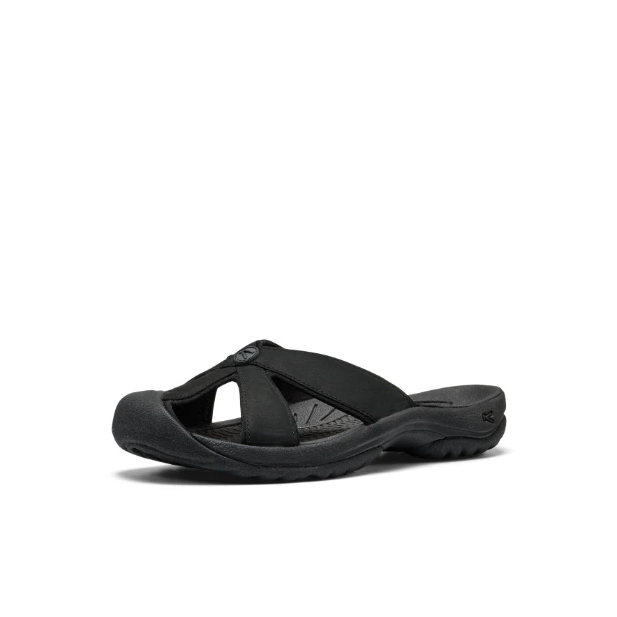 Women's Bali Leather Slide Sandal | Black/Black - Image 11